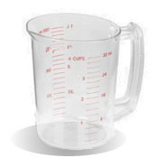 LUCITE WATER MEASURING CUP (heavy plastic)